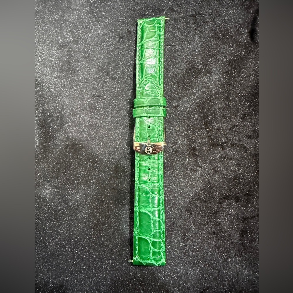 Authentic Michele 18mm kelly green alligator watch strap.